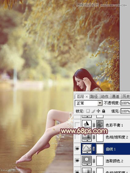 Photoshop调出河边女孩唯美的暖色调,PS教程,图老师教程网