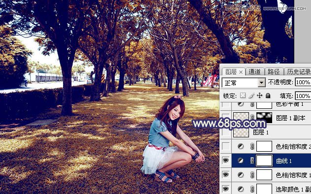 Photoshop调出公园美女绚丽光线效果图,PS教程,图老师教程网