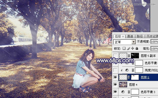 Photoshop调出公园美女绚丽光线效果图,PS教程,图老师教程网