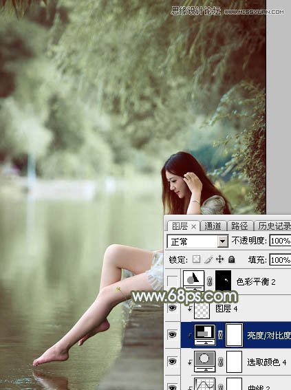 Photoshop调出河边女孩唯美冷色效果,PS教程,图老师教程网