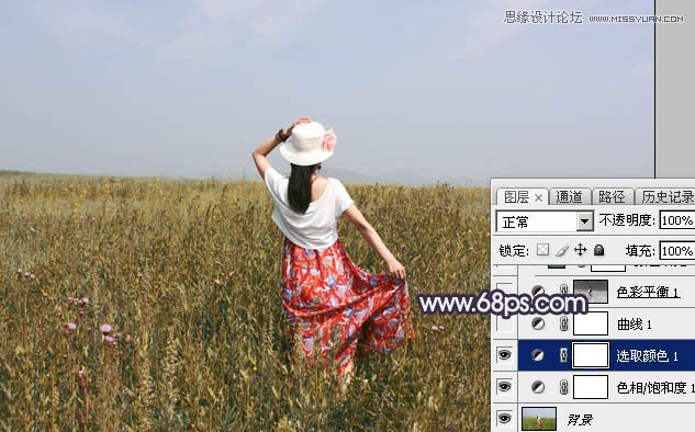 Photoshop给草原女孩添加韩系逆光效果,PS教程,图老师教程网