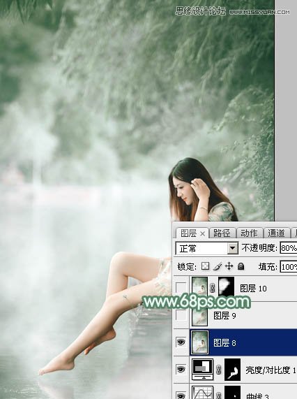 Photoshop调出河边美女唯美青色效果,PS教程,图老师教程网