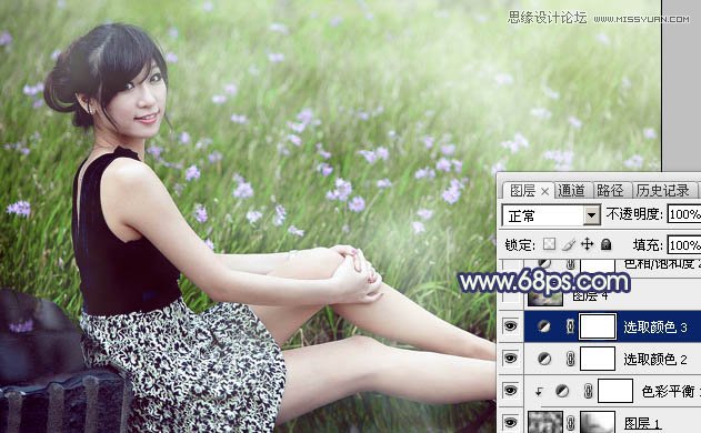 Photoshop调出草地女孩清新朦胧效果,PS教程,图老师教程网