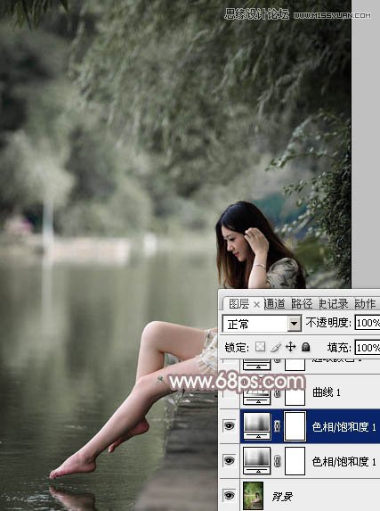 Photoshop调出河边美女惊艳的冷色效果,PS教程,图老师教程网