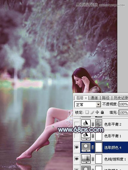 Photoshop调出河边美女照片梦幻紫色效果,PS教程,图老师教程网