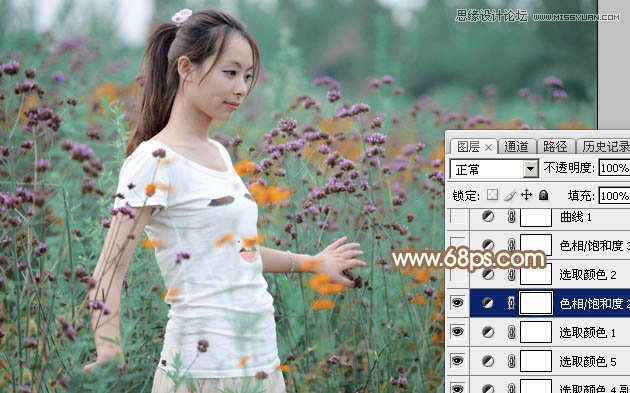 Photoshop调出鲜花里美女照片暖色效果,PS教程,图老师教程网