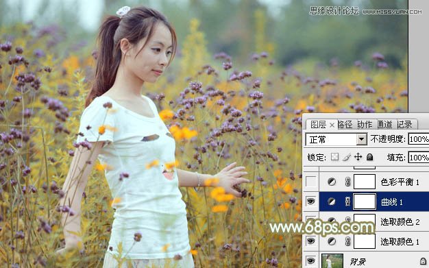 Photoshop调出花丛美女淡淡的柔色效果,PS教程,图老师教程网