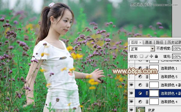 Photoshop调出鲜花里美女照片暖色效果,PS教程,图老师教程网