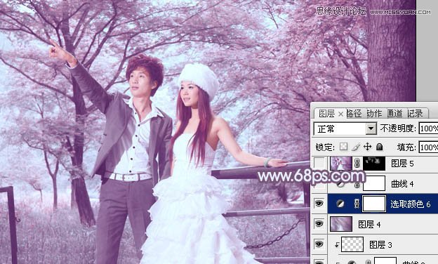 Photoshop调出婚纱照片梦幻紫色效果,PS教程,图老师教程网