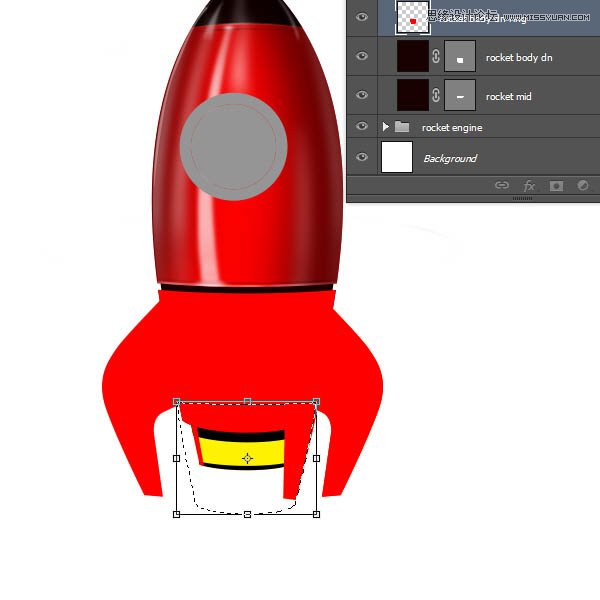 Photoshop绘制立体质感的卡通小火箭,PS教程,图老师教程网