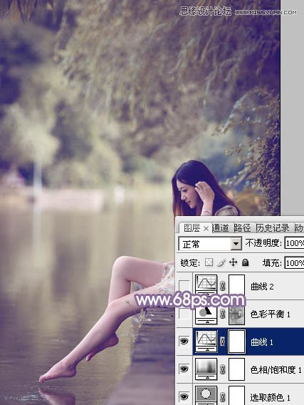 Photoshop调出河边美女梦幻紫色风格,PS教程,图老师教程网