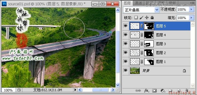 Photoshop合成坍塌的高速公路,PS教程,图老师教程网