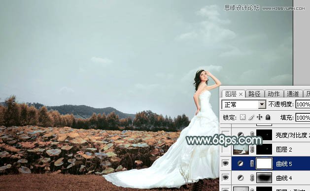 Photoshop调出外景婚片古典冷色效果,PS教程,图老师教程网