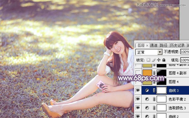 Photoshop调出草地女孩淡淡的日系效果,PS教程,图老师教程网