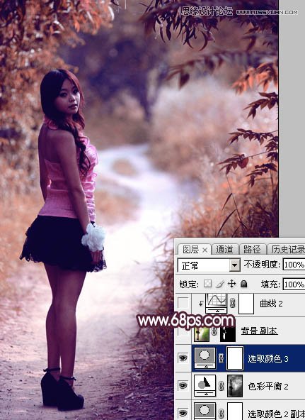 Photoshop调出春季外景女孩梦幻紫色调,PS教程,图老师教程网