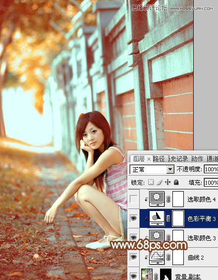 Photoshop制作围墙边女孩甜美的橙色调,PS教程,图老师教程网