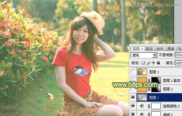 Photoshop调出草地女孩梦幻的逆光效果图,PS教程,图老师教程网