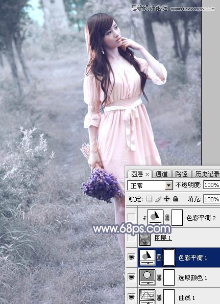 Photoshop调出外景人像唯美紫色效果,PS教程,图老师教程网