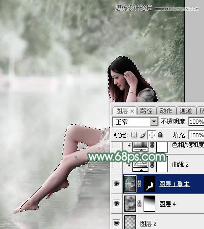 Photoshop调出河边美女唯美青色效果,PS教程,图老师教程网