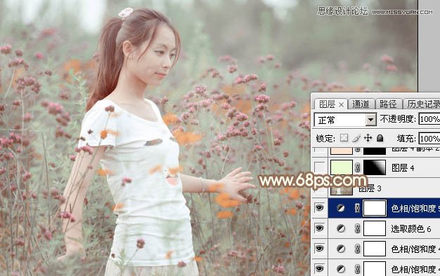 Photoshop调出鲜花里美女照片暖色效果,PS教程,图老师教程网