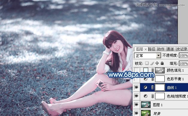 Photoshop使用通道调出草地女孩梦幻紫色调,PS教程,图老师教程网