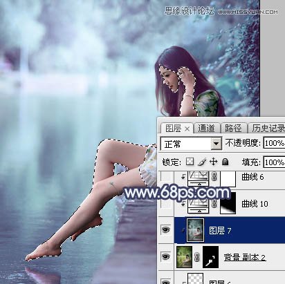 Photoshop调出河边美女照片梦幻蓝色调效果,PS教程,图老师教程网