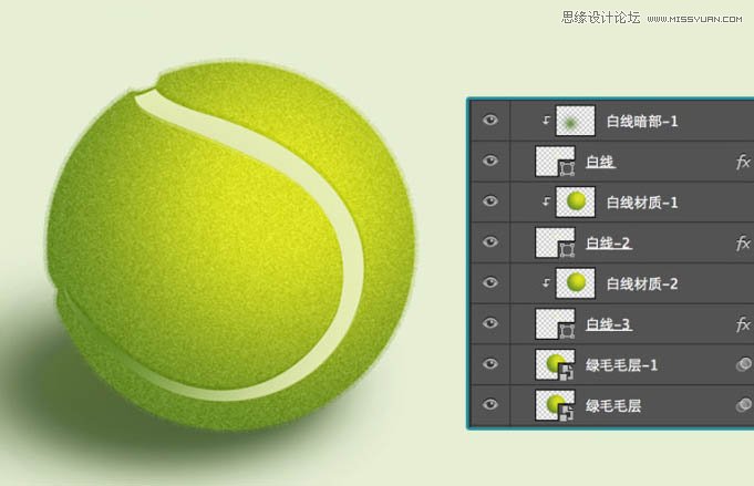 Photoshop绘制立体风格的逼真网球教程,PS教程,图老师教程网
