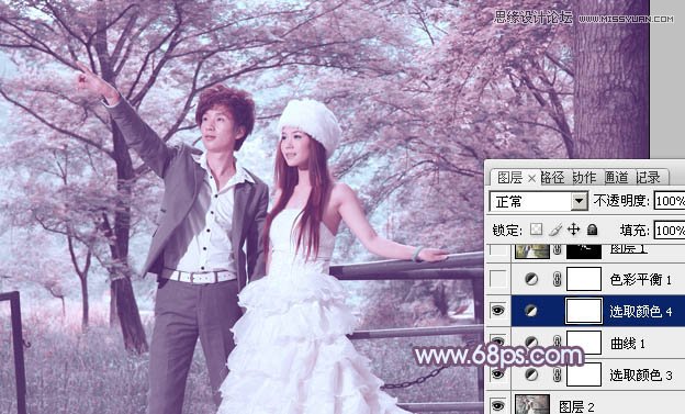 Photoshop调出婚纱照片梦幻紫色效果,PS教程,图老师教程网