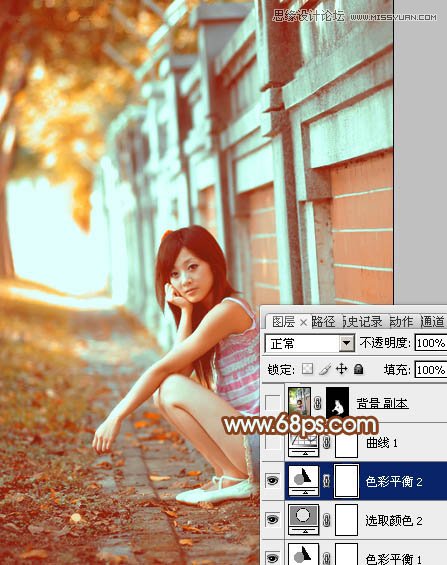 Photoshop制作围墙边女孩甜美的橙色调,PS教程,图老师教程网