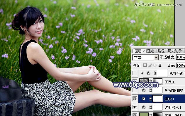 Photoshop调出草地女孩清新朦胧效果,PS教程,图老师教程网