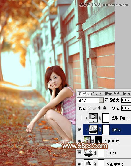 Photoshop制作围墙边女孩甜美的橙色调,PS教程,图老师教程网