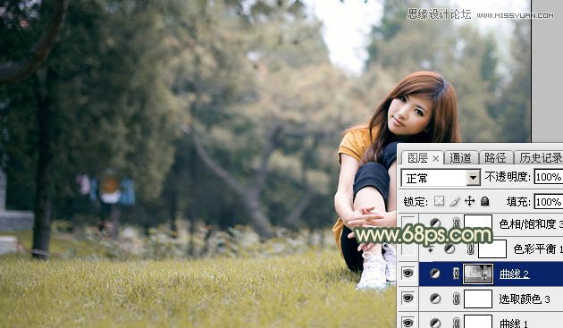 Photoshop调出草地女孩秋季淡黄色调,PS教程,图老师教程网