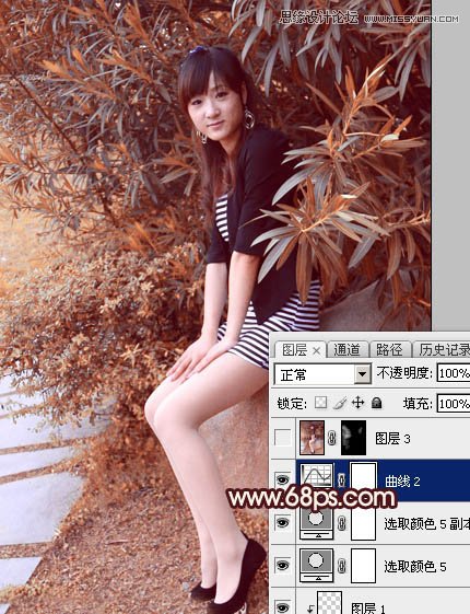 Photoshop调出公园女孩秋季淡雅黄色调,PS教程,图老师教程网