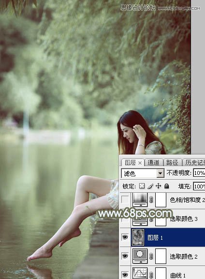 Photoshop调出河边女孩唯美冷色效果,PS教程,图老师教程网