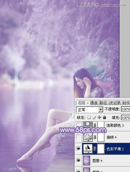 Photoshop调出河边女孩唯美的紫色效果,PS教程,图老师教程网