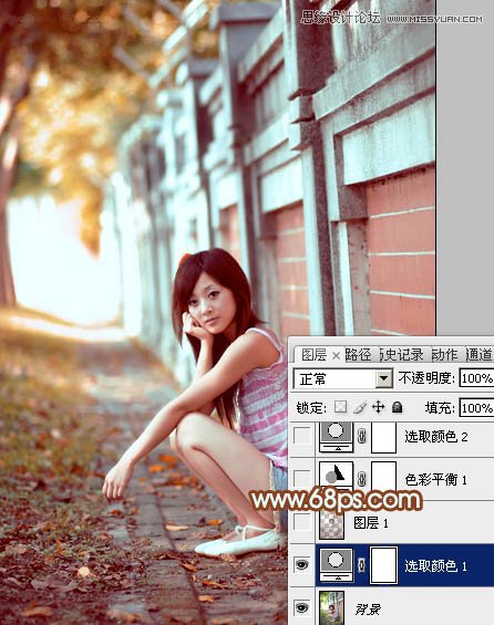 Photoshop制作围墙边女孩甜美的橙色调,PS教程,图老师教程网