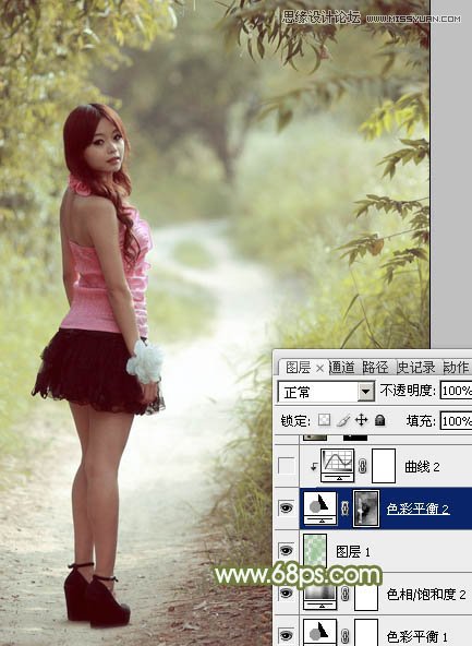 Photoshop调出公园美女淡雅的冷色效果,PS教程,图老师教程网