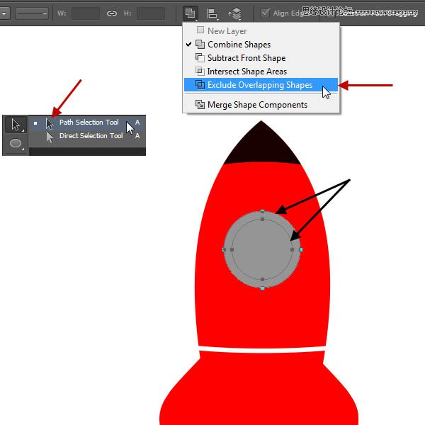 Photoshop绘制立体质感的卡通小火箭,PS教程,图老师教程网