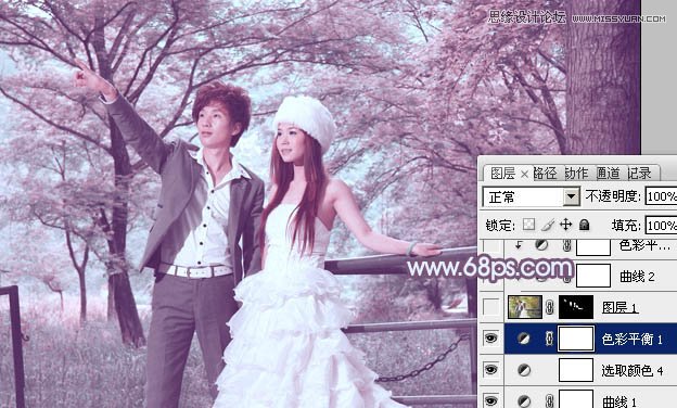 Photoshop调出婚纱照片梦幻紫色效果,PS教程,图老师教程网