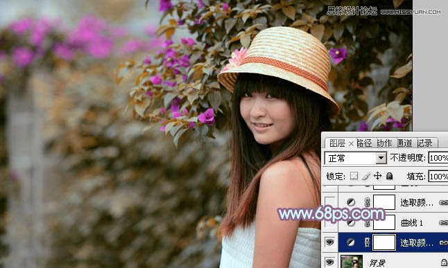 Photoshop调出林中女孩梦幻紫色调,PS教程,图老师教程网