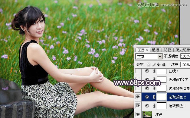 Photoshop调出春季花园美女淡淡冷色效果,PS教程,图老师教程网