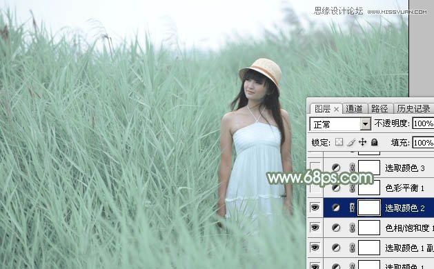 Photoshop调出芦苇丛中女孩冷色效果,PS教程,图老师教程网