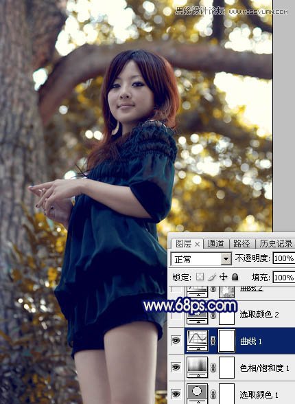 Photoshop调出树下美女照片唯美的暖黄色调,PS教程,图老师教程网