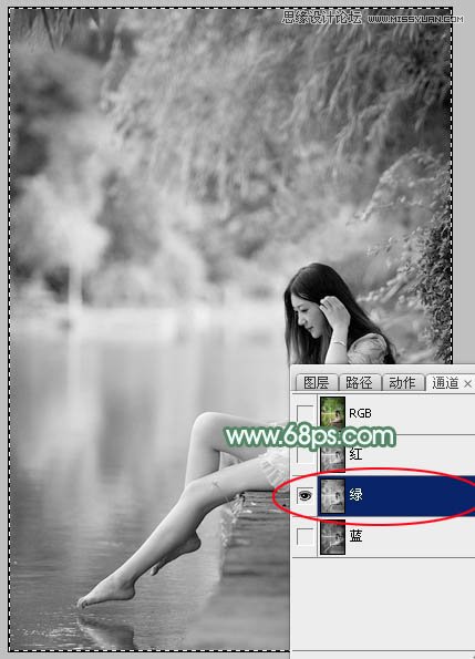 Photoshop调出河边美女唯美青色效果,PS教程,图老师教程网