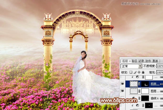 Photoshop合成天使门前的婚纱美女,PS教程,图老师教程网