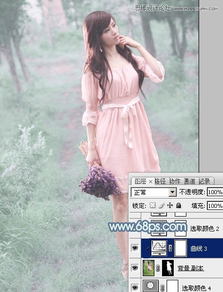 Photoshop调出公园女孩唯美青色效果,PS教程,图老师教程网