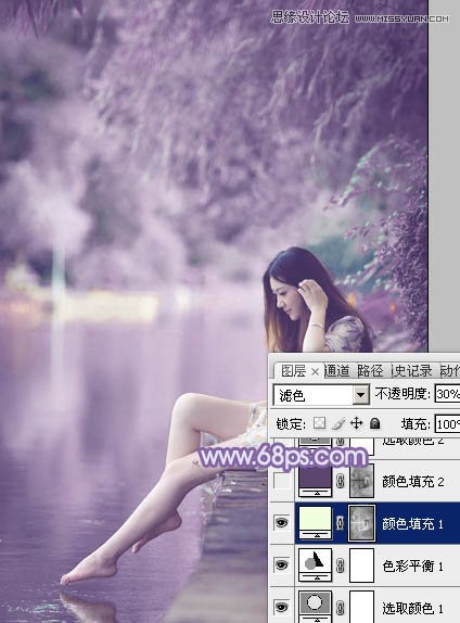 Photoshop调出河边女孩唯美的紫色效果,PS教程,图老师教程网