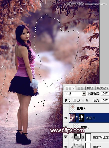 Photoshop调出春季外景女孩梦幻紫色调,PS教程,图老师教程网