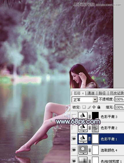 Photoshop调出河边美女照片梦幻紫色效果,PS教程,图老师教程网