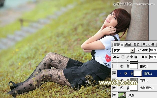 Photoshop调出树下美女淡淡的甜美色调,PS教程,图老师教程网